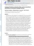 Cover page: Language Proficiency, Parenting Styles, and Socioemotional Adjustment of Young Dual Language Learners