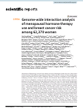 Cover page: Genome-wide interaction analysis of menopausal hormone therapy use and breast cancer risk among 62,370 women