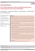 Cover page: The resident experience with psychological safety during interprofessional critical event debriefings
