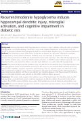 Cover page: Recurrent/moderate hypoglycemia induces hippocampal dendritic injury, microglial activation, and cognitive impairment in diabetic rats