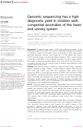 Cover page: Genomic sequencing has a high diagnostic yield in children with congenital anomalies of the heart and urinary system