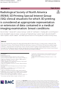 Cover page: Radiological Society of North America (RSNA) 3D Printing Special Interest Group (SIG) clinical situations for which 3D printing is considered an appropriate representation or extension of data contained in a medical imaging examination: breast conditions