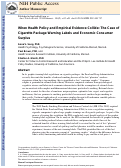 Cover page: When health policy and empirical evidence collide: the case of cigarette package warning labels and economic consumer surplus.