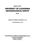 Cover page of Papers on California Archaeology: 70-73