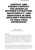 Cover page: CONTEXT AND PSEUDO-CONTEXT: THE INTERPLAY BETWEEN EXTRACTION, NEGOTIABILITY, AND RESISTANCE IN NEW ZEALAND’S MACKAYS TO PEKA PEKA EXPRESSWAY
