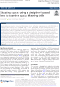 Cover page: Situating space: using a discipline-focused lens to examine spatial thinking skills