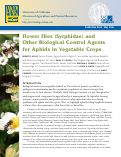 Cover page: Flower Flies (Syrphidae) and Other Biological Control Agents for Aphids in Vegetable Crops