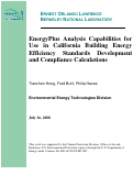 Cover page: EnergyPlus Analysis Capabilities for Use in California Building Energy Efficiency Standards Development and Compliance Calculations