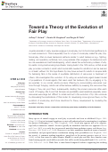 Cover page: Toward a Theory of the Evolution of Fair Play