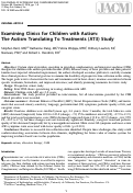 Cover page: Examining Clinics for Children with Autism: The Autism Translating To Treatment Study.