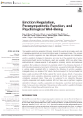 Cover page: Emotion Regulation, Parasympathetic Function, and Psychological Well-Being.
