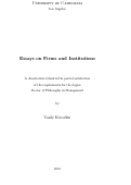 Cover page: Essays on Firms and Institutions
