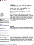 Cover page: Development of short forms for screening children’s dental caries and urgent treatment needs using item response theory and machine learning methods