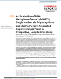 Cover page: An Evaluation of DNA Methyltransferase 1 (DNMT1) Single Nucleotide Polymorphisms and Chemotherapy-Associated Cognitive Impairment: A Prospective, Longitudinal Study