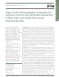 Cover page: Impact of the Ananya program on reproductive, maternal, newborn and child health and nutrition in Bihar, India: early results from a quasi-experimental study