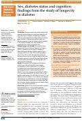 Cover page: Sex, diabetes status and cognition: findings from the study of longevity in diabetes