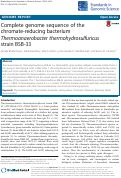 Cover page: Complete genome sequence of the chromate-reducing bacterium Thermoanaerobacter thermohydrosulfuricus strain BSB-33