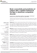 Cover page: Brain Connectivity and Prediction of Relapse after Cognitive-Behavioral Therapy in Obsessive–Compulsive Disorder
