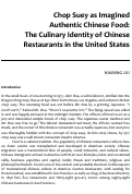 Cover page: Chop Suey as Imagined Authentic Chinese Food: The Culinary Identity of Chinese Restaurants in the United States
