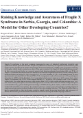Cover page: Raising Knowledge and Awareness of Fragile X Syndrome in Serbia, Georgia, and Colombia: A Model for Other Developing Countries?
