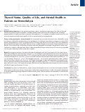 Cover page: Thyroid Status, Quality of Life, and Mental Health in Patients on Hemodialysis.