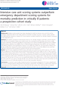 Cover page: Intensive care unit scoring systems outperform emergency department scoring systems for mortality prediction in critically ill patients: a prospective cohort study.