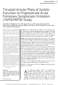 Cover page: Tricuspid annular plane of systolic excursion to prognosticate acute pulmonary symptomatic embolism (TAPSEPAPSE study)