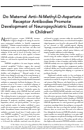 Cover page: Do maternal anti–N‐methyl‐D‐aspartate receptor antibodies promote development of neuropsychiatric disease in children?