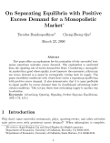 Cover page: On Separating Equilibria with Positive Excess Demand for a Monopolistic Market