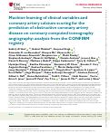 Cover page: Machine learning of clinical variables and coronary artery calcium scoring for the prediction of obstructive coronary artery disease on coronary computed tomography angiography: analysis from the CONFIRM registry.