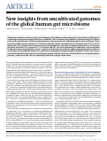 Cover page: Novel insights from uncultivated genomes of the global human gut microbiome
