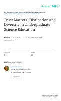 Cover page: Trust Matters: Distinction and Diversity in Undergraduate Science Education