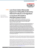Cover page: Low Dose Carbon Monoxide Exposure in Idiopathic Pulmonary Fibrosis Produces a CO Signature Comprised of Oxidative Phosphorylation Genes.