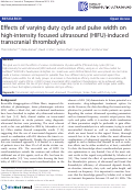 Cover page: Effects of varying duty cycle and pulse width on high-intensity focused ultrasound (HIFU)-induced transcranial thrombolysis
