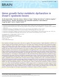 Cover page: Nerve growth factor metabolic dysfunction in Down’s syndrome brains