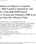 Cover page: Differentiation of Subjective Cognitive Decline, Mild Cognitive Impairment, and Dementia Using qEEG/ERP-Based Cognitive Testing and Volumetric MRI in an Outpatient Specialty Memory Clinic
