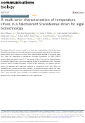 Cover page: A multi-omic characterization of temperature stress in a halotolerant Scenedesmus strain for algal biotechnology