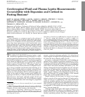 Cover page: Cerebrospinal Fluid and Plasma Leptin Measurements: Covariability with Dopamine and Cortisol in Fasting Humans