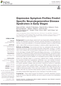 Cover page: Depressive Symptom Profiles Predict Specific Neurodegenerative Disease Syndromes in Early Stages