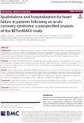 Cover page: Apabetalone and hospitalization for heart failure in patients following an acute coronary syndrome: a prespecified analysis of the BETonMACE study
