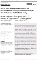 Cover page: Unmet mental health and substance use treatment needs among older homeless adults: Results from the HOPE HOME Study
