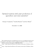 Cover page: Optimal taxation with joint production of agriculture and rural amenities