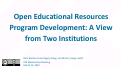 Cover page: Open Educational Resource Program Development: A View from Two Institutions