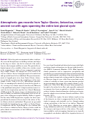 Cover page: Atmospheric gas records from Taylor Glacier, Antarctica, reveal ancient ice with ages spanning the entire last glacial cycle