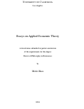 Cover page: Essays on Applied Economic Theory