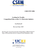 Cover page: Looking for Trouble: Competition Policy in the U.S. Electricity Industry