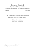 Cover page: The Tobacco Industry and Scientific Groups ILSI: A Case Study