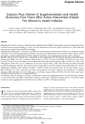 Cover page: Calcium Plus Vitamin D Supplementation and Health Outcomes Five Years After Active Intervention Ended: The Women's Health Initiative
