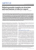 Cover page: MALARIA PARASITE TRANSLOCON STRUCTURE AND MECHANISM OF EFFECTOR EXPORT