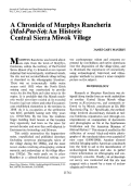 Cover page: A Chronicle of Murphys Rancherica (<em>Mol-Pee-So</em>): An Historic Central Sierra Miwok Village